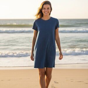 ⭐ J. Jill PureJill Indigo Short Sleeve T-Shirt Dress with Pockets Small Petite